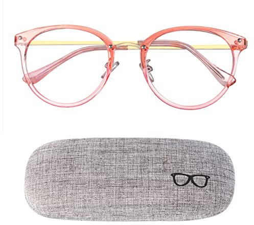 SUNTIRC Blue Light Blocking Glasses Computer Gaming Clear Frame Women Men Anti Blue Light Glasses Women Lightweight Computer Glasses Non-Prescription Lens Anti Glare anti Headache (Pink, 1PCS)