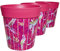 Hum Flowerpots, 22 cm, 3er-Set, in Verschiedenen Farben und Mustern, Blumentöpfe aus Kunststoff für Drinnen und Draußen, Rosa Papageien
