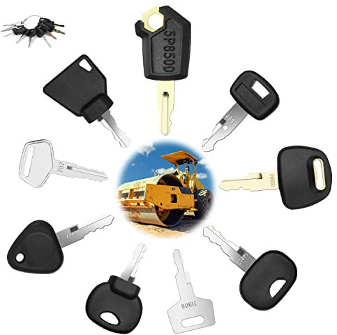 flintronic Ignition Key Set, 9 PCS Replacement Ignition Starter Switches, Universal Replacement Car Ignition Starter for Agricultural Excavator Machinery Construction Vehicles Graders Dozers Backhoes