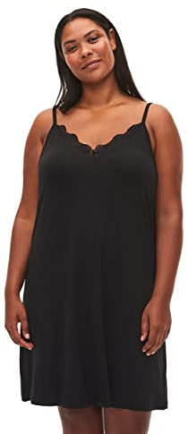 Zizzi Große Größen Damen Negligé aus Viskose mit Spitze Gr Gr XL Black