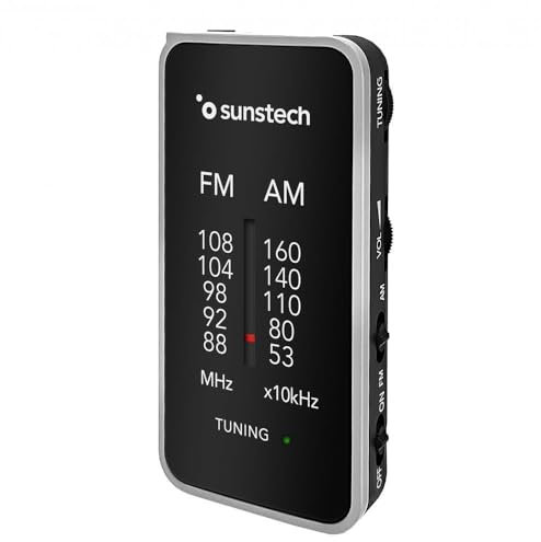 Sunstech RPC6 FM/Am Radio de Bolsillo, Radio Portátil Pequeña Analógica. Sintonizador Radio Multibanda. Funciona con 2 Pilas AAA. Color Plata