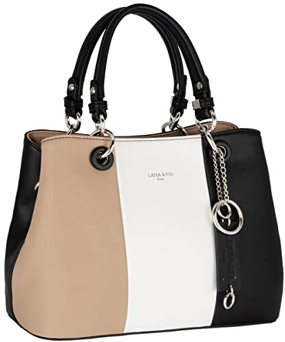 CRAZYCHIC - Damen Handtasche Mehrfarbig - Frau Henkeltasche PU Leder Gestreift - Tasche Elegante Schultertasche Umhängetasche - Top Griff Multicolor Viele Fächer Shopper Tote