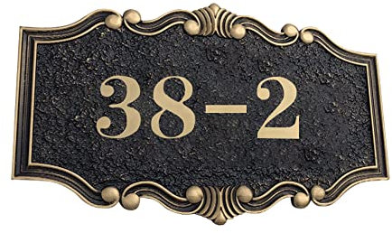 Hausnummer Schild mit Gravur Personalisiert Türschild Acryl Hausschilder Selbstklebend Haustürschild Büro Hotel Gasthaus Zimmernummer Platte Vintage Tür Plakette Dekorativ Wand Schild mit 1-4 Zahlen