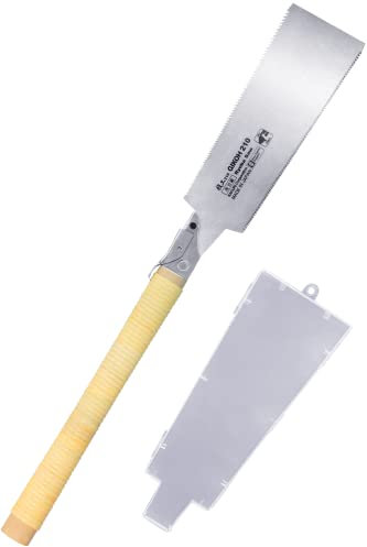 KAKURI Japanese Pull Saw for Woodworking 8-1/4 Made in JAPAN, Ryoba Double Edge Hand Saw with Blade Cover Case, Cane Wrapped Handle