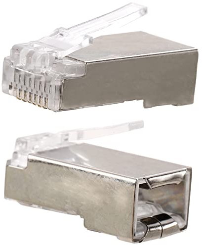 Greluma 25 Pcs CAT6 Connecteurs RJ45 Métalliques Blindés Prise Modulaire CAT6A FTP 8P8C Câble Réseau Connecteur Ethernet à Sertir (Trou de Fil 1.2mm/0.047)