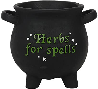 pacific giftware Pot de Fleurs en Terre Cuite pour intérieur - Chaudron - Noir Mat - 7 Hauts