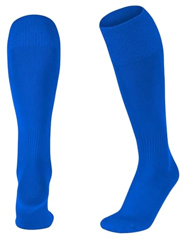 ShopMCR Unisex Football, Rugby, Hockey Sports Knee High Long Socks, Kids, Adults, juniors Knee High Football Socks Outdoor game Soccer Socks (3-6, Blue)