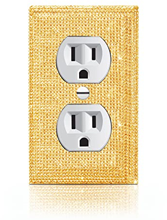 Gaocai Shiny Golden Light Switch Cover Gold Rhinestones Wall Plates Light Switch Cover Plate Decorative Outlet Covers