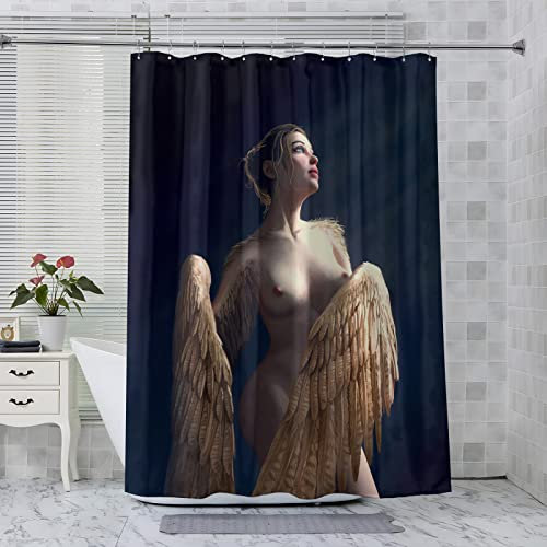 Duschvorhang Antischimme Sexy, Duschvorhang 240x200, Nackte Kunst Fantasie Duschvorhang für Erwachsener mit 12 Plastik Haken, Badevorhang Waschbar Textil Shower Curtains für Dusche und Badewanne