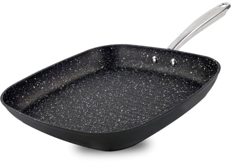 Scoville Performance Neverstick+ 28cm Square Grill Pan, Non-Stick Griddle Pan, Suitable for All Hobs, Raised Ridges for Char-Grilling, Oven Safe Up to 260°C, PFOA Free, Aluminium, Black