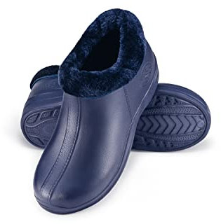 ESTRO Stivaletti Pioggia Donna Gomma - Zoccoli Donna Invernali Ciabatte Giardino Uomo Zoccoli Gomma con Pelo Stivali da Giardino Uomo A16 (39, Blu Scuro)