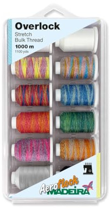 Madeira Aeroflock filato Filanca n.100 tagliacuci 12 x 1000 metri macchina da cucire Overlock colori misti stretch bulk thread