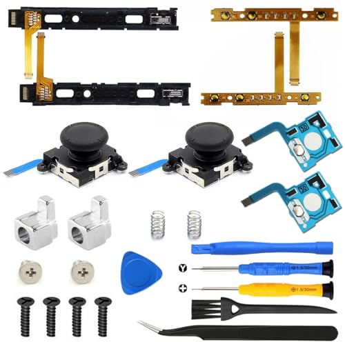 ZHUROUPU Ersatz Kit für Nintendo Switch Joy-Con Controller.Reparatur Ersatz Links und Rechts Controller Analoger Thumbstick mit Reparaturwerkzeugen .incl Öffnungswerkzeug (24Pcs)