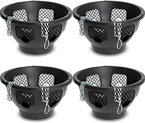 Easy Fill Set of 4 Hanging Basket - Original Easy Fill Hanging Plant Pots - 12 Inches Black Hanging Planters for Balcony, Indoor, or Outdoor - Plastic Hanging Basket for Herb, Flowers, or Plants