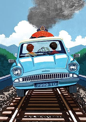 MIGHTYPRINT Harry Potter – Harry Ron – Flying Ford Anglia – langlebige 43,2 cm x 24 Wandkunst – nicht aus Papier – offiziell lizenziertes Sammlerstück