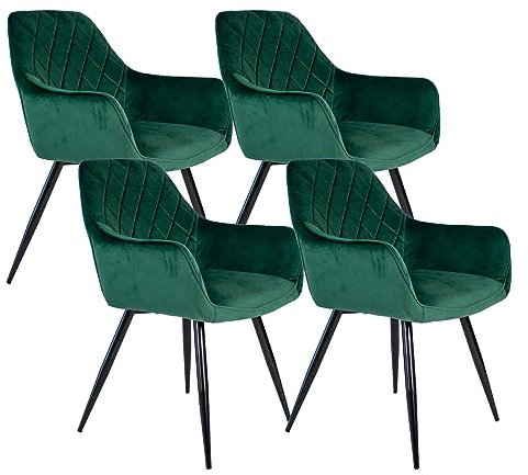 Kick Collection 4er Set Esszimmerstühl Monza - Dunkelgrün - Modern und Hochwertig - Hochwertige Materialien - Erhältlich in vielen Farben