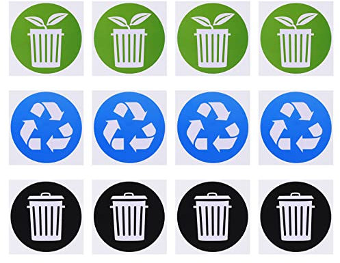 sourcing map Recycle Müll Aufkleber 12 Pack 4 Selbstklebend Mülleimer Etiketten für Haus Küche Büro Innenbereich