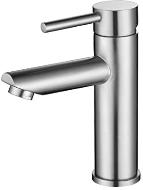 Badezimmer-Waschtischarmaturen, Mischbatterie aus gebürstetem Edelstahl, heiße und kalte Einhand-Waschtischarmaturen