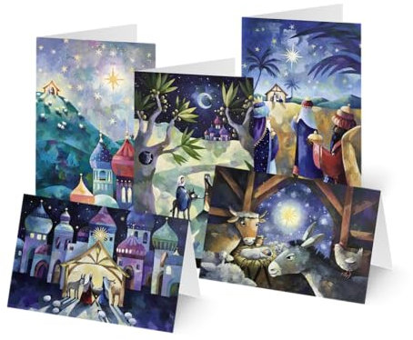 Unicef Weihnachtskarten Set (10 St., 5 Motive) Heilige Nacht - Spendenkarten Premium Klappkarten inklusive Briefumschlag - hochwertige Grußkarten für Freunde & Familie 17,5 x 11,7 cm