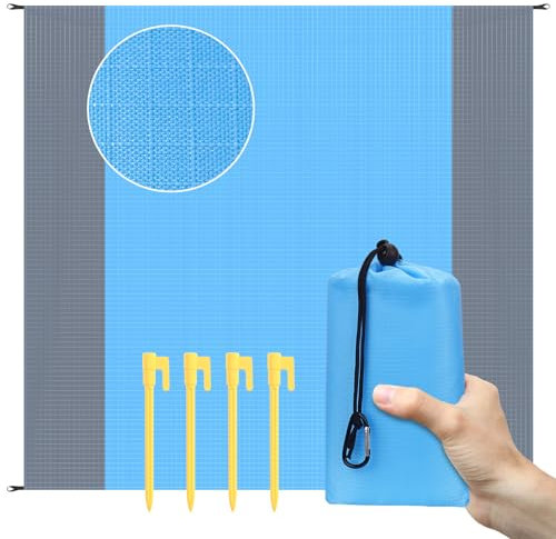Yomisee Stranddecke, Picknickdecke Wasserdicht 210x200cm, Sandfrei Outdoor Strandmatte Campingdecke kompakt Picknickmatte für Reisen, Camping, Wandern und Ausflüge