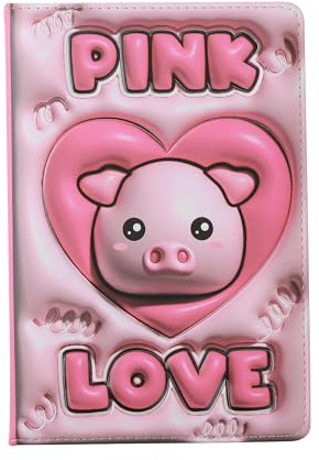 I-TOTAL®: A5 Notizbuch, 98 weiße Seiten, 3D Squishy Cover für kreative und lustige Notizen (PIG)