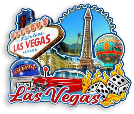 Quwsne Kühlschrankmagnet Las Vegas Nevada USA Kühlschrankmagnet Stadt Reise Souvenirs Touristengeschenke 3D klassische Sehenswürdigkeiten handgefertigt Handwerk Heimdekoration -1040, QS-WC-1040
