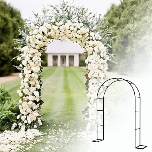 Gartenbogen Aus Metall, 200 cm/220 cm/230 cm, Große Pergola Torbogen, Rosenbogen, Rankhilfe Spalier Für Hochzeit, Party, Braut, Abschlussball, Garten, Blumendekoration(Color:Black,Size:W2.8MxH2.2Mx0.4