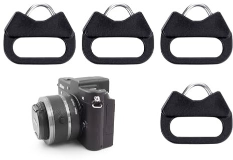 4 Pcs Camera Triangle Split Rings, Camera Strap Hook Lug Ring with Plastic Cover Cap for Camera Shoulder Strap, Compatible with DSLR Rangefinder Mirrorless Camera Eyelet (2 Pairs)