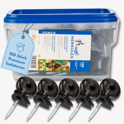 Farmland Herkules Ringisolator - Hochwertige Zaun Isolatoren aus robustem Kunststoff für Litzen und Seile - Ring Isolatoren zum Eindrehen für Weidezaun