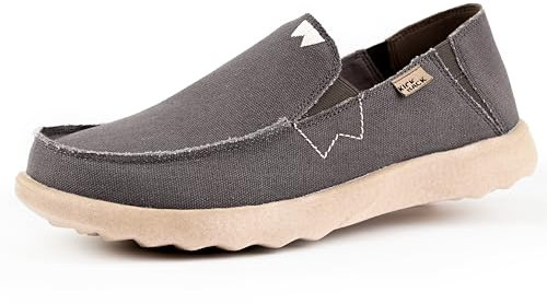 Kickback Couch 2.0 – Mocasines Ligeros de Lona para Hombre – Slip On Casual con Comodidad Todo el Día - Color Charcoal Brown - Talla EU40