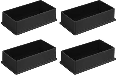 sourcing map 4Pcs PVC Square Chair Leg Caps, 100mm x 50mm OD Black Furniture Feet Pads Table Foot Cover Caps Floor Protectors for Patio Table Cabinet Bed Furniture