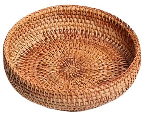 TOPBATHY Cesta De Almacenamiento De Ratán Tejida a Mano Cesta De Frutas Retro Para Guardar Frutas Y Aperitivos De Pan 7.00 in Para Cocina Hogar Picnic Y Decoración