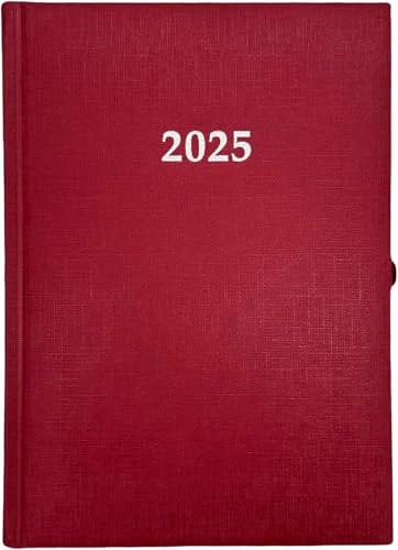 ADINA Wochenkalender A5+ 24x16cm 1 Woche auf 2 Seiten cremefarbenes 80g Papier (2025 rot-metallic)