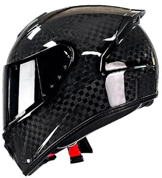 BDBLFLTZ Motorrad-Crash-Helm Kohlefaser-Motorrad-Vollgesichtshelm DOT/ECE-geprüftes Vollgesichts-Rennhelm-Leichtgewicht-Design für Männer Frauen 12k-A,3XL(64-65CM)