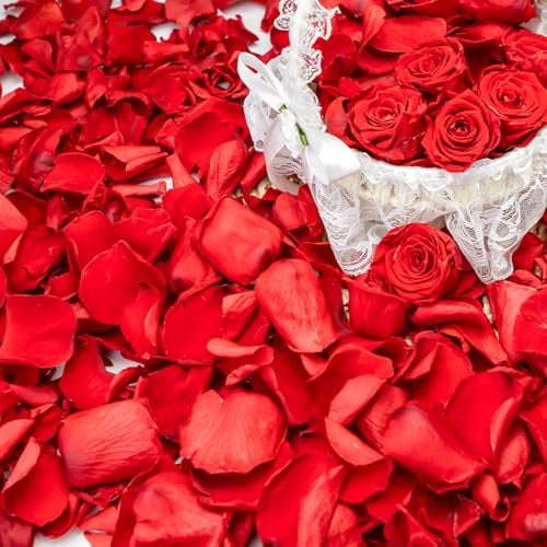 Eslibin 340 Stück echte rote Rosenblätter, 90 ml, getrocknetes Konfetti für Hochzeiten