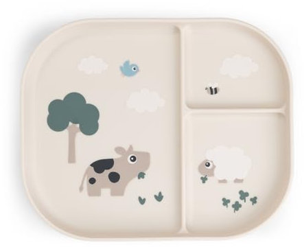 Done by Deer Foodie - Plato para niños y bebés (22 x 18 x 2 cm, antideslizante, libre de BPA, 100% polipropileno de grado alimenticio, antideslizante, 22 x 18 cm