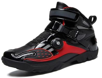 Leichtrit Stivali da Moto Sport,Scarpe Moto Uomo,Scarpe Fuoristrada Moto,Stivali Moto Cross,Traspirante,Protezione Caviglia,Adatto per la Guida Quotidiana,Il Turismo in Moto e la Guida