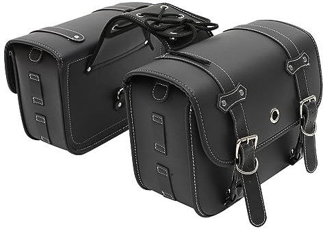 DINHEAROM Motorrad Satteltasche 1 Paar aus PVC Leder Schwarz
