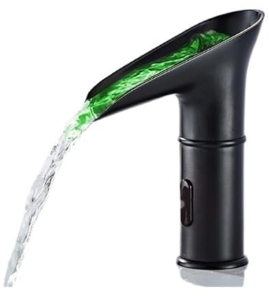 Grifo con sensor LED, grifo mezclador for fregadero de cocina sin contacto, negro(DC)