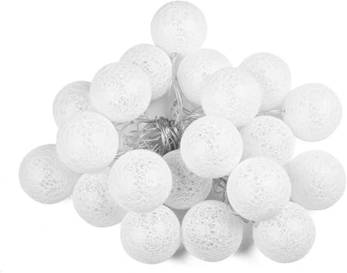 Ciskotu Solar Lichterkette Aussen, 6M/160LED 16 Cotton Ball SolarLichterkette Außen mit Fernbedienung, 8Modi Outdoor Lichterketten Solar Wetterfest für Deko Balkon, Garten, Terassen