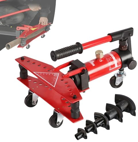 AXGCAA Piegatubi Idraulico Manuale, piegatubi 6T con 6 matrici, utensile per Tubi di Diametro da 10 a 25 mm con Ruote, intervallo di Piegatura da 0 a 90°, Design a Due velocità