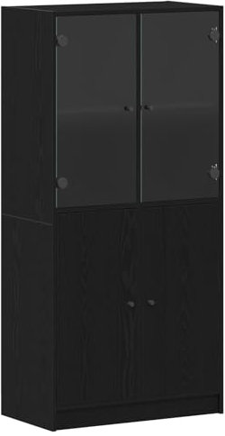 vidaXL Highboard mit Türen Schwarz Eiche 68x37x142 cm Holzwerkstoff