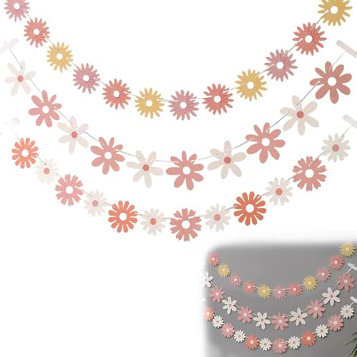 3 Artikel Gänseblümchen Deko,Gänseblümchen Banner Geburtstag Deko,Boho Girlande Banner,Boho Girlande,Geburtstagsdeko Blumen,Für Babyparty Deko Mädchen,Geburtstagsdeko,Kinderzimmer,Geburtstag