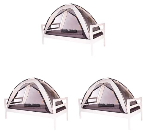 DERYAN Bedtent - Moskitonetz für Bett - Cream - Schützt Ihr schlafendes Kind vor Mücken und Insekten - Leicht und Kompakt - Tragbares Reise Moskitonetz (Packung mit 3)