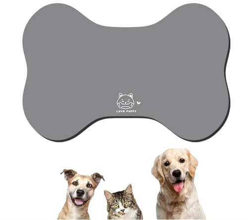 FENGZIZH Dog Food Mat, Absorbent Pet Food Mat for Bowls, Non-Slip Dog Mat for Floors, Easy to Clean Feeding Mats for Food and Water Bowls, Perfect for Messy Eaters (40x60 cm)