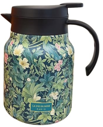 budiniao Glass with Stainless Crafted Glass Teapots Tea Steel for Teapots Infuser Flasks Japanese Vintage Glass Teapots, Green, 1000ML