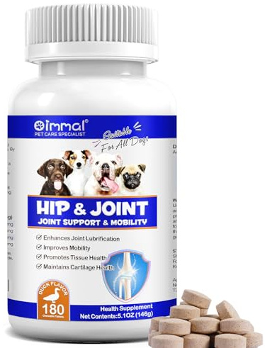 Hip and Joint Supplement for Dogs, 180 Tablets Dog Joint Support & Mobility Supplement, Glucosamine Chondroitin for Dogs with Desiccated Liver, Dicalcium Phosphate and MSM, Extended Joint Care