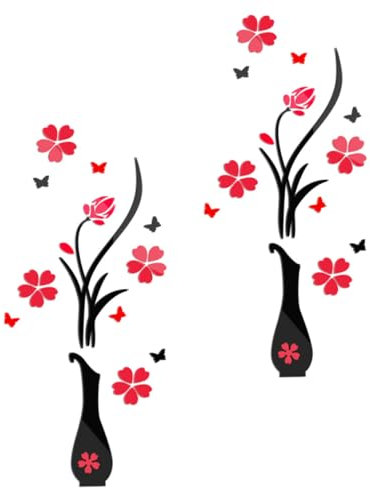 SHINEOFI 2 Stück 3D Blumen Wandaufkleber Wasserfeste Wanddekoration für Wohnzimmer und Schlafzimmer Romantische Blumenmuster für Kreative Wandgestaltung