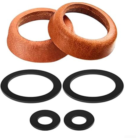Homeponnew Leder & Silikon Pumpendichtungsset - Kompatibel mit Modell 75 Handwasserpumpen - Inklusive 2x Rindsledermanschetten (53mm) + 4x Dichtungsringe - Brunnenpumpendichtung Ersatzset (braun+