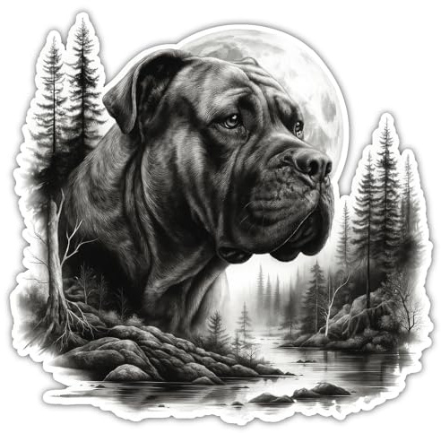 Samunshi® Dogo Canario im Wald Aufkleber Autoaufkleber für Motorrad Fahrrad Roller oder Auto Wohnmobil SUV Geländewagen Hunde Sticker Dog Dogo 50x50cm